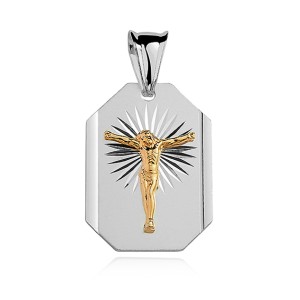 Pandantiv argint  Jesus placat cu aur galben DiAmanti MD017GR-DIA (Argint 925‰ 3,2 g.)